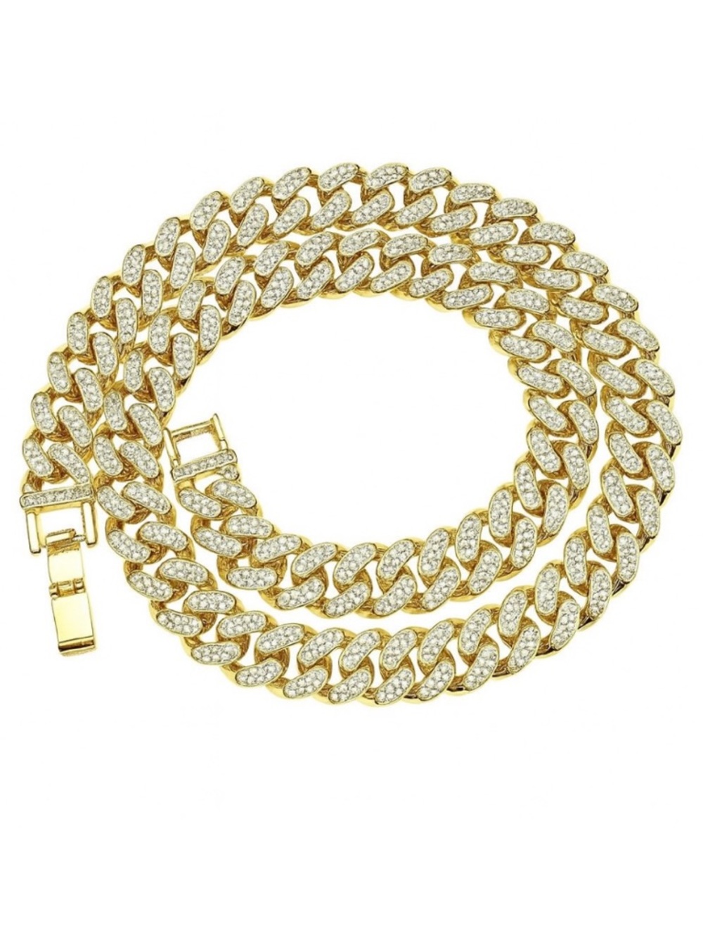 Gold Iced Out Cuban Link Chain - 20” 13mm Pave CZ Hip Hop Necklace